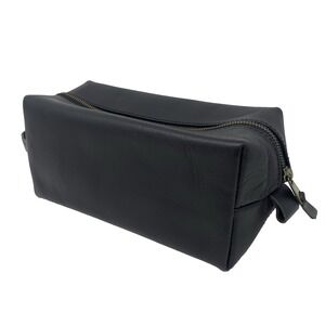 Vellaire Toiletry Bag High Quality Thick Leather Mens 9.5x4.5x4.5" Black Zip USA